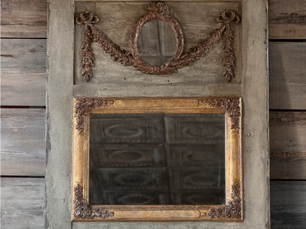 Trumeau Mirror With Antique Gold Swag